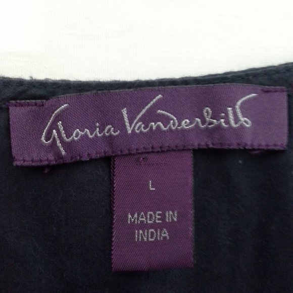 Gloria Vanderbilt womens top Size L Dark blue Lace - Picture 3 of 10